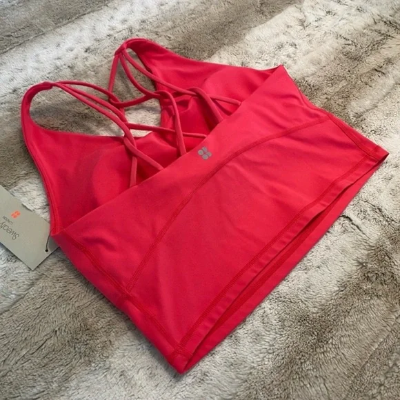 NWT Sweaty Betty Super Soft Strappy Back Workout Crop Top in Glow Pink SIZE US 6 - Picture 6 of 12